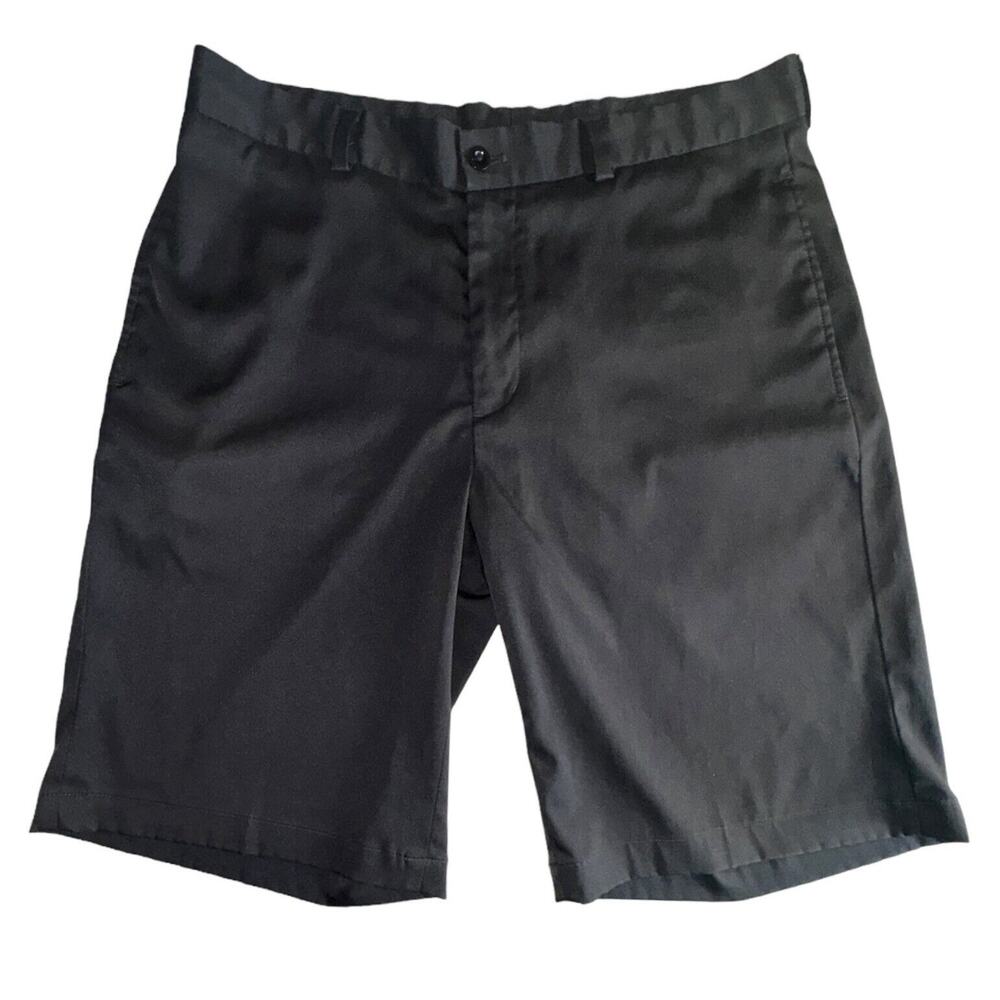 Slazenger Mens Flat Front 10" Inseam Polyester Stretch Black Golf Shorts Size 34